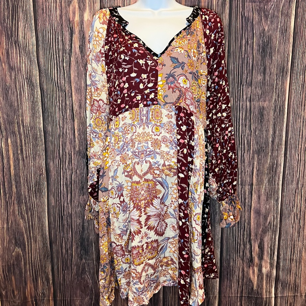 Umgee Women's Floral Mixed Print Puff Sleeve Dress